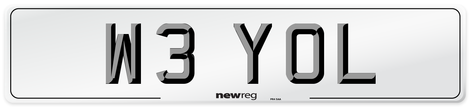 W3 YOL Number Plate from New Reg